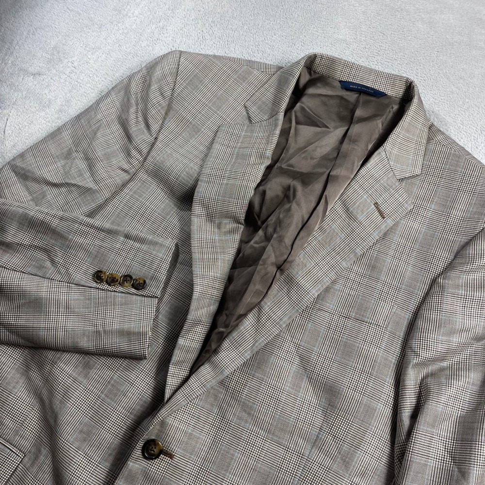 Brooks Brothers Regent Reda Wool Glen Plaid Sport Coat Blazer Brown 42L